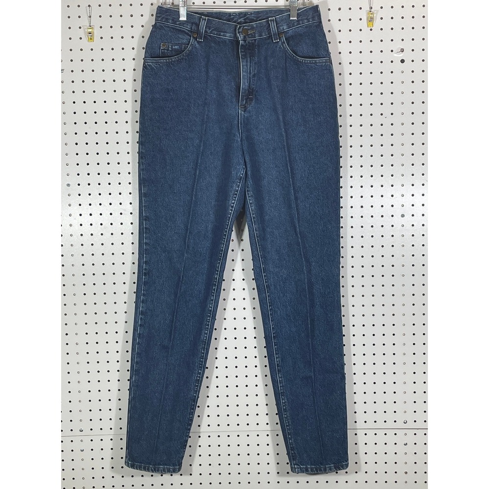 Vintage Lee Original Jeans Womens 12 L High Rise Tapered Leg Dark Wash USA Made